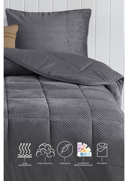 Luis Comfort Set Tek Kişilik (155X215 Cm) Antrasit