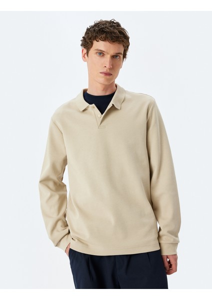Yeni Sezon Pamuklu Interlok Kumaş Polo Yaka Sweatshirt modelleri