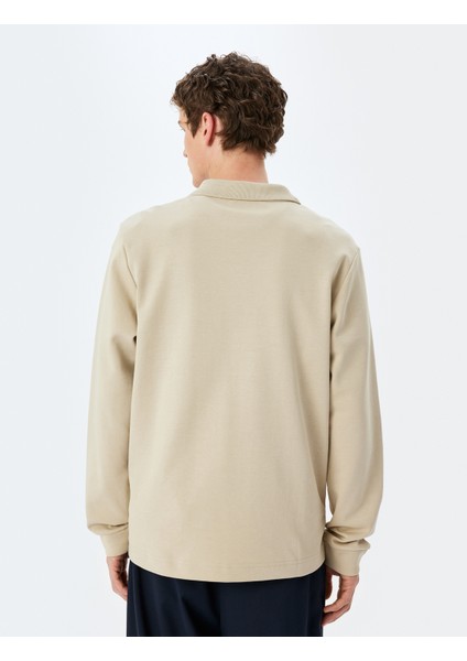 Yeni Sezon Pamuklu Interlok Kumaş Polo Yaka Sweatshirt fırsatları