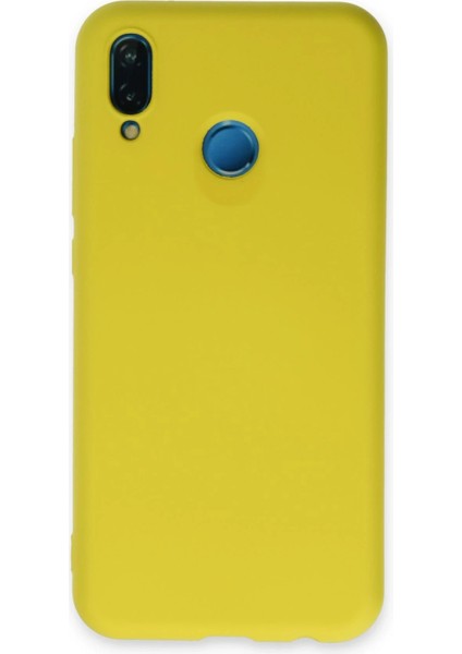 Huawei P20 Lite Kılıf Nano Içi Kadife Silikon - Sarı Svlrs
