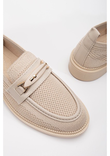 Stony Kadın Bej Günlük Ortopedik Zincir Detaylı Babet modelleri