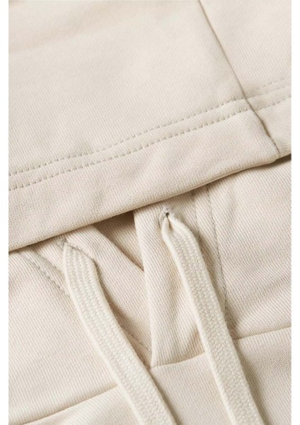 Erkek Essential Terry Kapüşonlu Sweatshirt - Bej modelleri