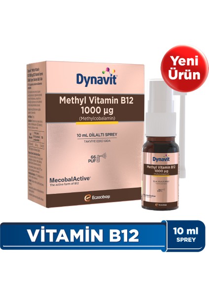 Methyl Vitamin B12 1000 mcg 10 ml Dilaltı Sprey B12 Vitamini