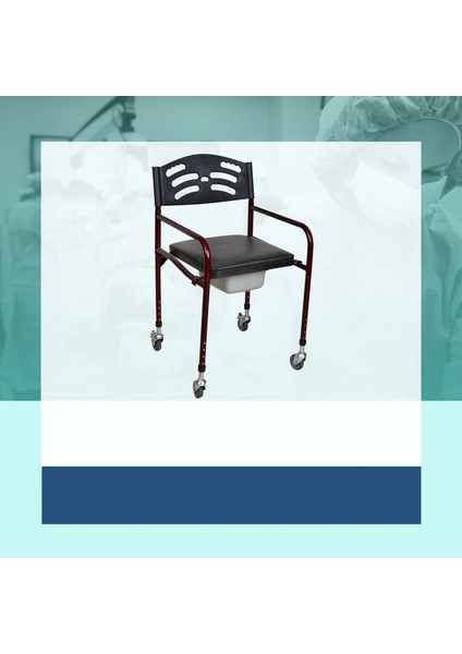 RKL3230 Katlanır Klozetli Sandalye Deri Döşemeli Tekerlekli