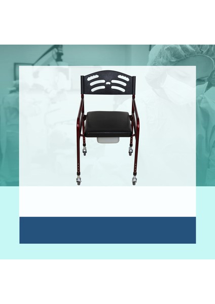 RKL3230 Katlanır Klozetli Sandalye Deri Döşemeli Tekerlekli