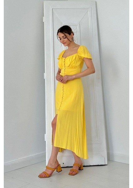 Sarı Prenses Yaka Elbise