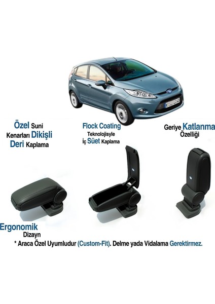 Fıesta Araca Özel Kol Dayama Civatasız Kolçak 2009 2010 2011 2012 2013