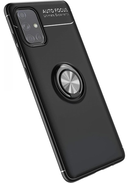 Samsung Galaxy A71 Kılıf Range Yüzüklü Silikon - Siyah Svlrs