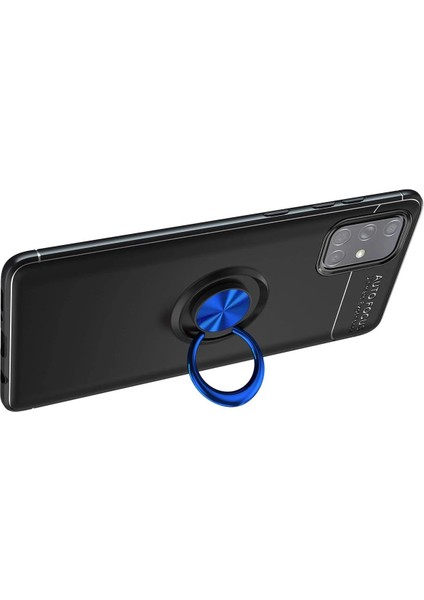 Samsung Galaxy A71 Kılıf Range Yüzüklü Silikon - Siyah-Mavi Svlrs fiyatları