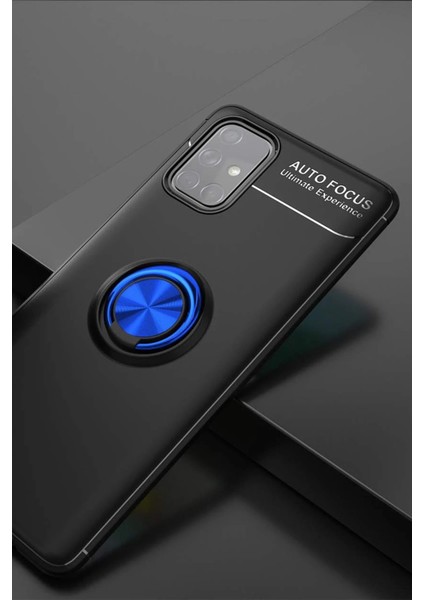 Samsung Galaxy A71 Kılıf Range Yüzüklü Silikon - Siyah-Mavi Svlrs modelleri