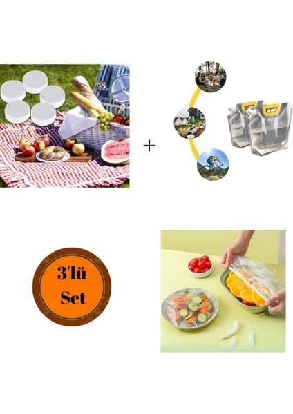 İçecek Çantası 2 Litre+100 Adet Tencere Tabak Bonesi+Suda Büyüyen Havlu
