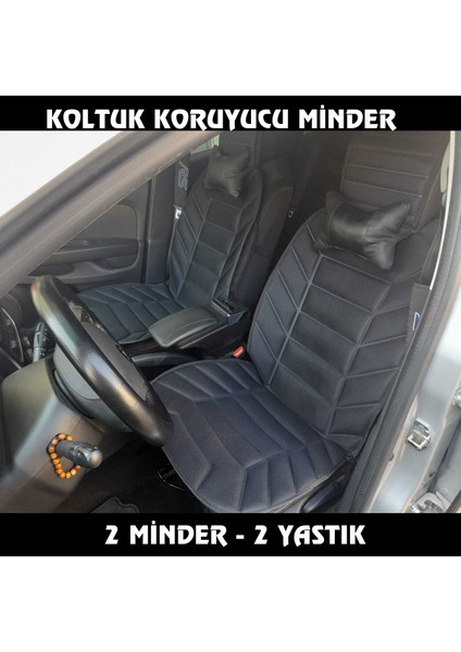 Connect 2002 Için Koltuk ve Kılıf Koruyuvu Süngerli Minder 2li Yastıklı Siyah