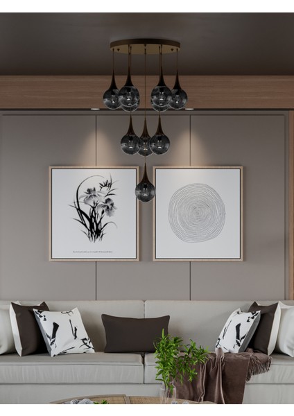 Galaxy Modern 10'lu Sarkıt Eskitme Metal Avize - Füme Renk Cam, E27 Duy, Dekoratif Aydınlatma fiyatları