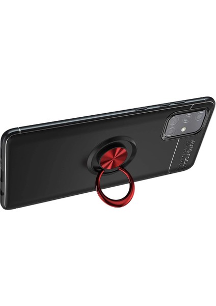 Samsung Galaxy A71 Kılıf Range Yüzüklü Silikon - Siyah-Kırmızı Svlrs fiyatları