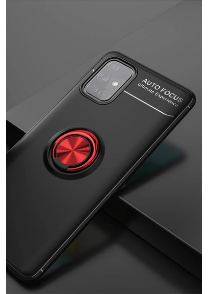 Samsung Galaxy A71 Kılıf Range Yüzüklü Silikon - Siyah-Kırmızı Svlrs modelleri