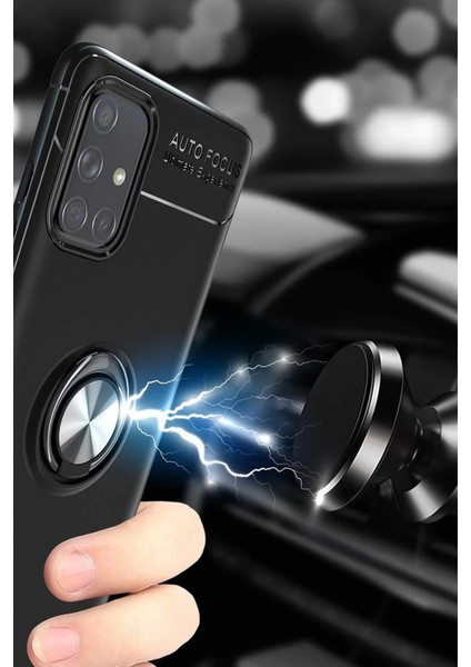 Samsung Galaxy A71 Kılıf Range Yüzüklü Silikon - Siyah-Kırmızı Svlrs fırsatları