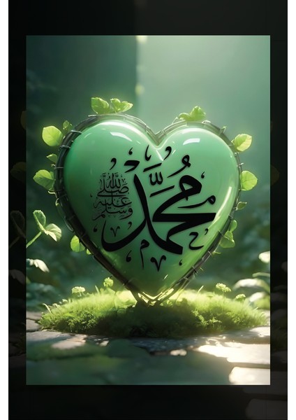 Yeşil Kalp Hz Muhammed S.a.v Kanvas Tablo fiyatları