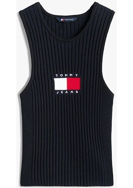 Kadın Ribbed Slim Racerback T-Shirt - Siyah indirimleri