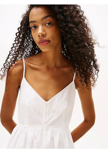 Tjw Broderıe Anglaıse Dress Kadın Beyaz Elbise DW0DW21165YBL indirimleri