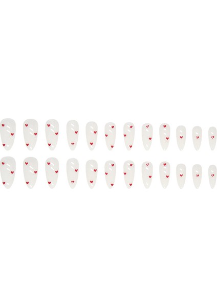 Beyaz Kırmızı KalplBadem 24’lü Takma Tırnak Seti ve Zararsız Bant Yapıştırıcı fiyatları