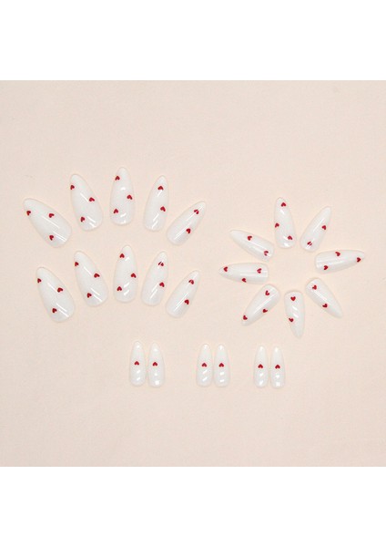 Beyaz Kırmızı KalplBadem 24’lü Takma Tırnak Seti ve Zararsız Bant Yapıştırıcı fırsatları