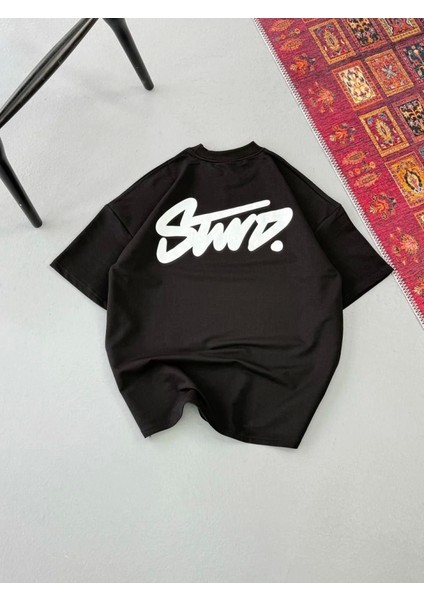 Erkek Baskılı Oversize T-Shirt - Siyah fırsatları