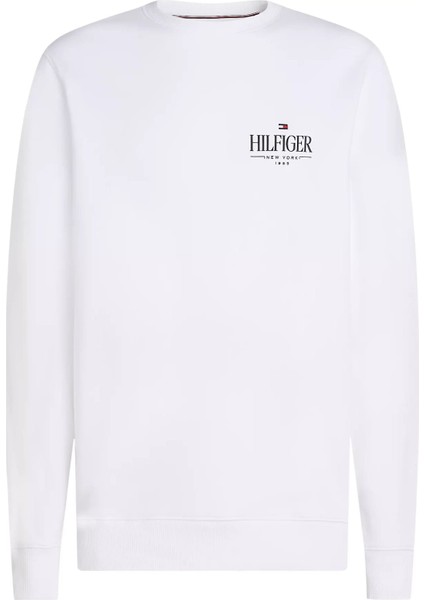 Erkek Göğüs Logo Baskılı Sweatshirt – Beyaz