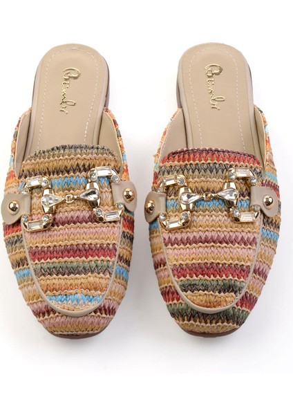 Bej Çok Renkli Kadın Terlik K04688001828 fiyatları