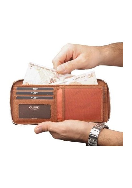 Hakiki Deri Retro Fermuarlı Taba Erkek Cüzdanı (T54) modelleri