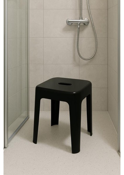 Tabure Sağlam Plastik Kırılmaya Dayanıklı Bahçe, Balkon ,banyo Siyah