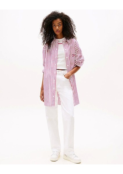 Tjw Ovs Mını Shırt Dress Ext Kadın Pembe Elbise DW0DW211220D5