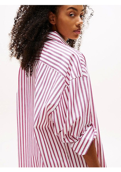 Tjw Ovs Mını Shırt Dress Ext Kadın Pembe Elbise DW0DW211220D5 fırsatları