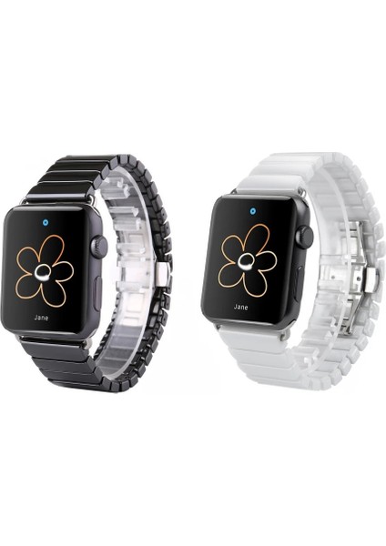 Ally Apple Watch 7-8 41MM 6-5-4 40MM Kayış Kordon Seramik Metal 3-2-1 38MM-(5775) - NTR7484-8292