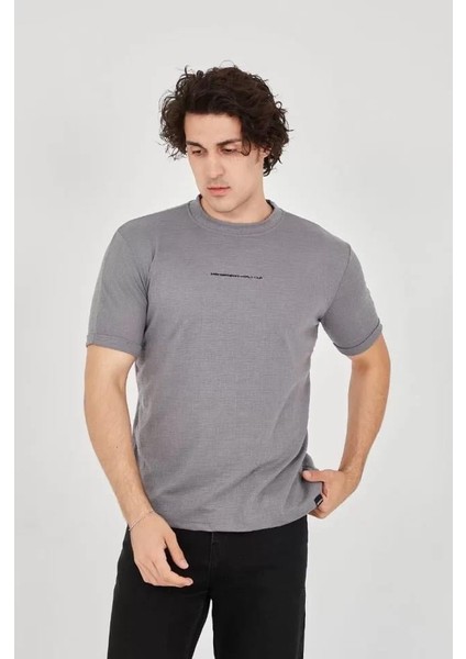 Unisex Jakar Kumaş Slim Fit T-Shirt - Boyalı Gri fiyatları