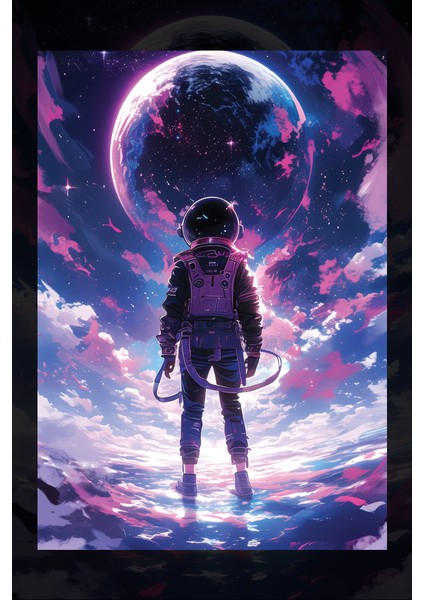 Bulutların Üzerinde Gezen Astronot Kanvas Tablo