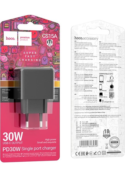 Hoco CS15A PD30W Type-C Girişli Hızlı Şarj Adaptörü BAŞLIĞI-(5775) - NTR7485-3208 fiyatları