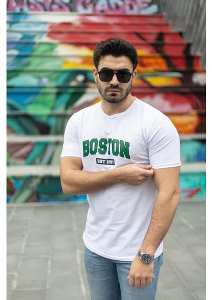 Erkek Boston Baskılı Süprem T-Shirt modelleri