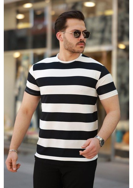 Erkek Çift Renk Pamuklu Örme Kumaş Kısa Kollu T-Shirt