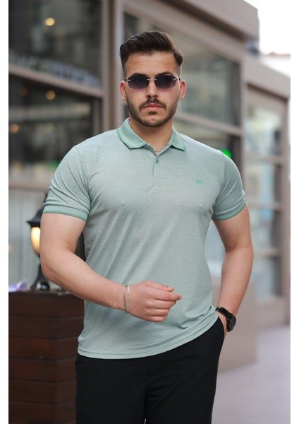 Erkek Yakalı Kagi Kumaş Kısa Kollu T-Shirt