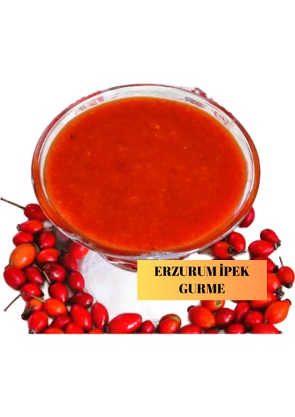 Erzurum Doğal El Yapımı Az Şekerli Kuşburnu Marmelatı 900 gr Cam Kavanoz