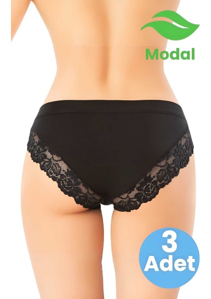 Kadın 3'lü Modal Kumaş Dantel Detaylı Bikini Külot modelleri
