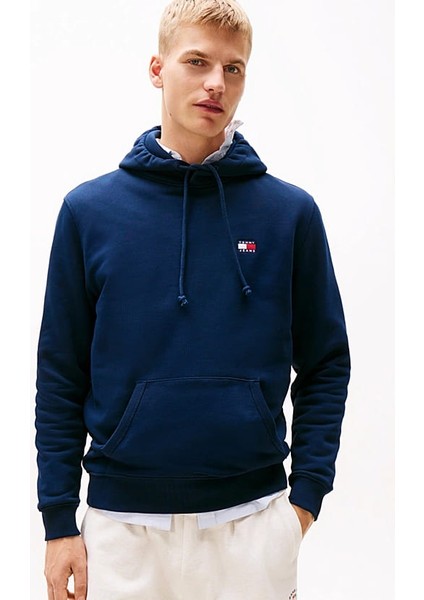 Erkek Reg Badge Kapüşonlu Sweatshirt - Lacivert