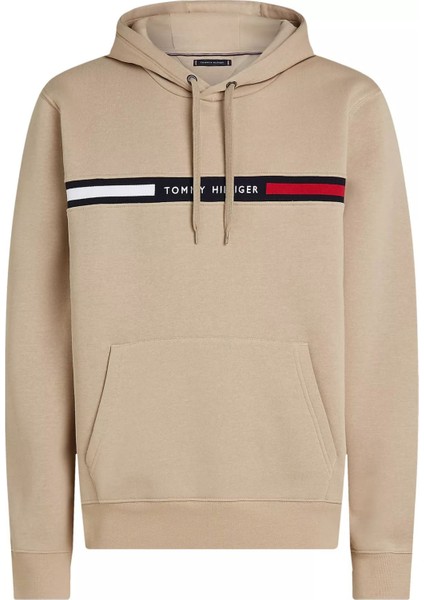 Erkek Th Chest Logo Drawstring Sweatshirt - Bej