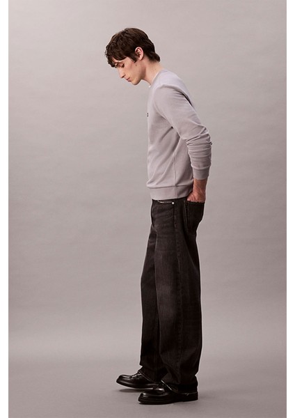 Erkek Ls Eu 350TERRY Badge Sweatshirt - Gri fırsatları