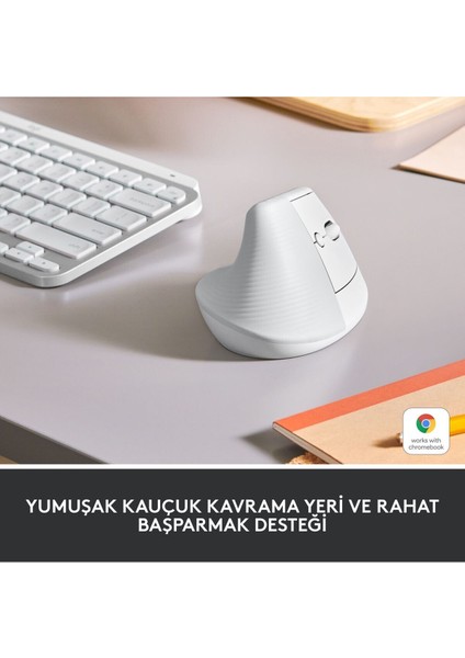 Lift Sessiz Kablosuz Ergonomik Dikey Mouse - Beyaz 910-006475 Yumuşak Kauçuk Kavrama Yeri fiyatları