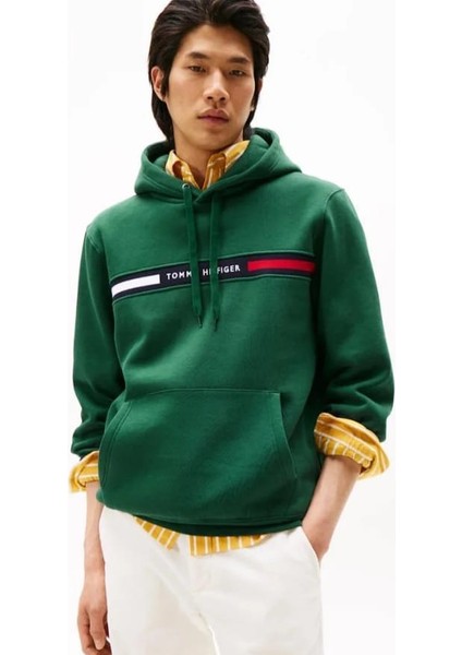 Erkek Th Chest Logo Drawstring Sweatshirt - Yeşil