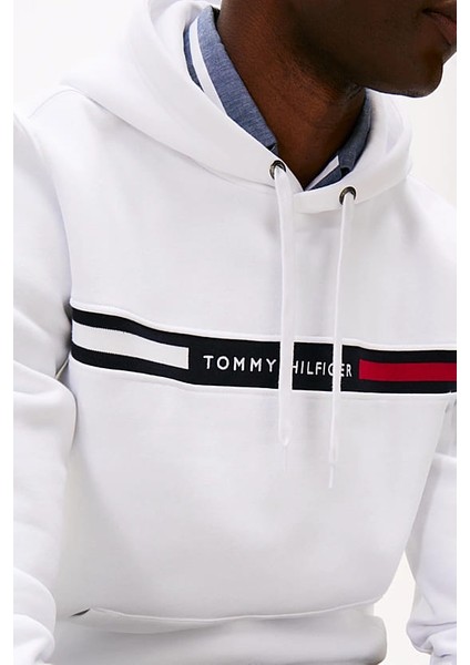 Erkek Th Chest Logo Drawstring Sweatshirt - Beyaz fırsatları