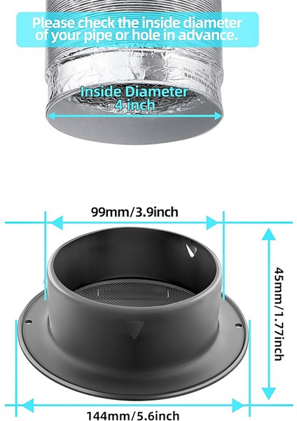 4 Inç 304 Paslanmaz Çelik Hava Menfezleri Panjurlu Izgara Kapağı (Yurt Dışından) modelleri