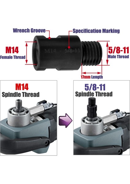 2 Adet M14 Ila 5/8 Inç-11 Adaptör Açı Taşlama Makinesi Diş Dönüştürücü (Yurt Dışından) fırsatları