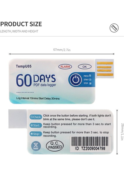 TEMPU05 1 Adet Sıcaklık Veri Kaydedici (Yurt Dışından)